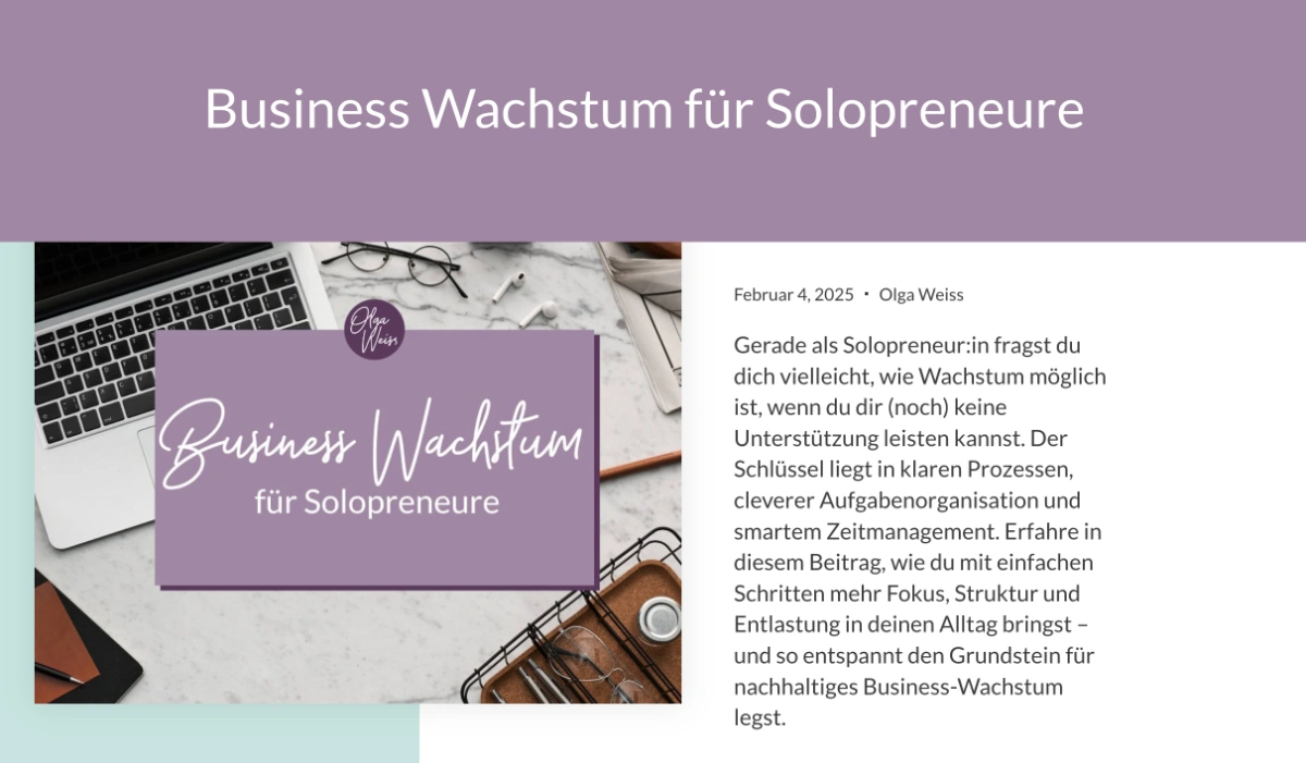 Business Wachstum - Blog Olga Weiss 02-2025