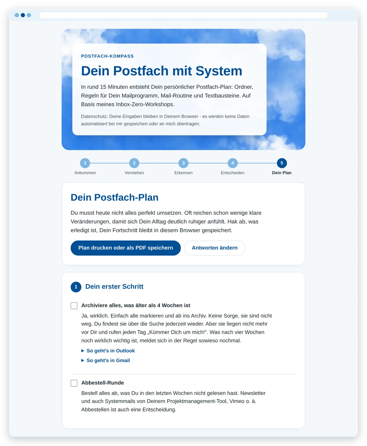 Postfach-Kompass Postfach-Kompass: Dein persönlicher Postfach-Plan im Browser